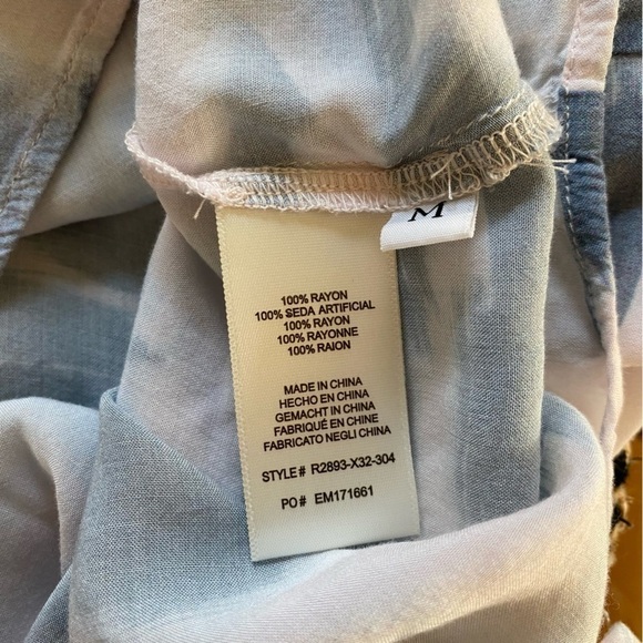 Anthropologie Cloth & Stone Blue Pink Watercolor Print Button Down Shirt Medium - Picture 14 of 15